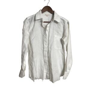 Gold Hawk Linen Shirt Lace Elevated Basic Minimalist Womans XS